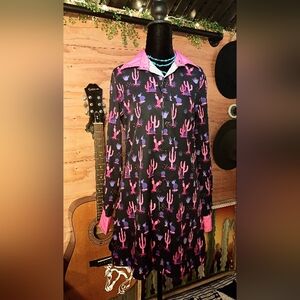 The Glamorous Cowgirl "Desert Diva" Cactus Print Western Button-Up